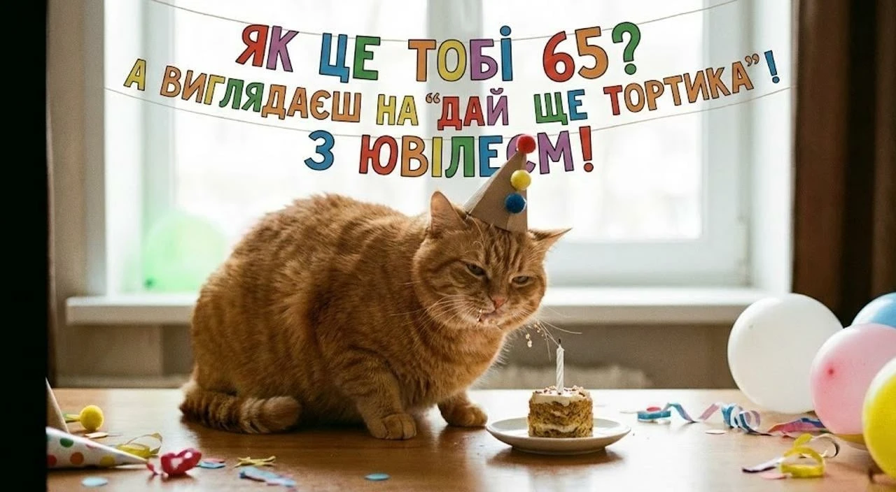 Прикольні привітання для жінки з ювілеєм на 65 років