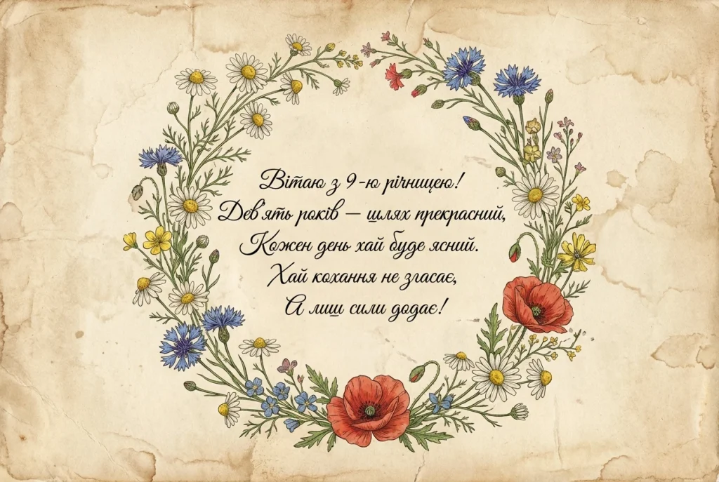 9 років весілля привітання