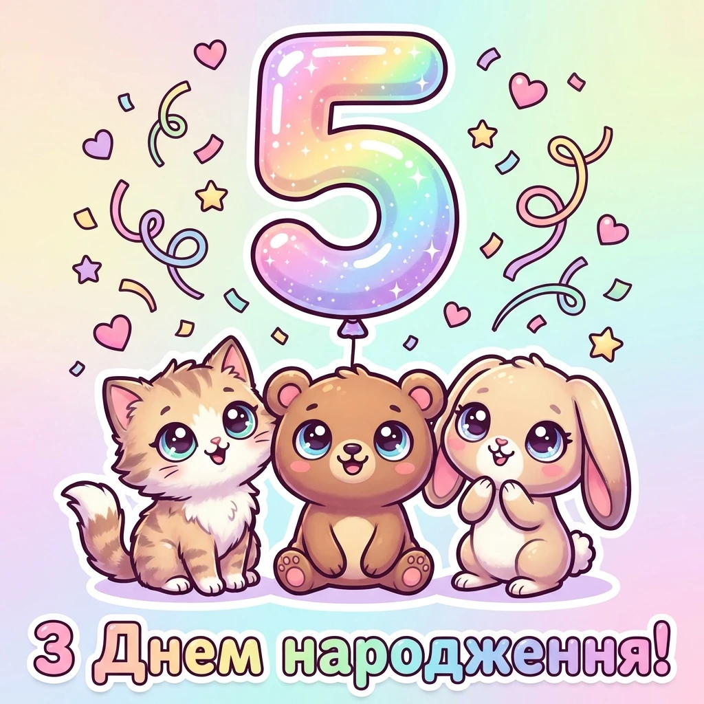 з днем народження 5 років дівчинці