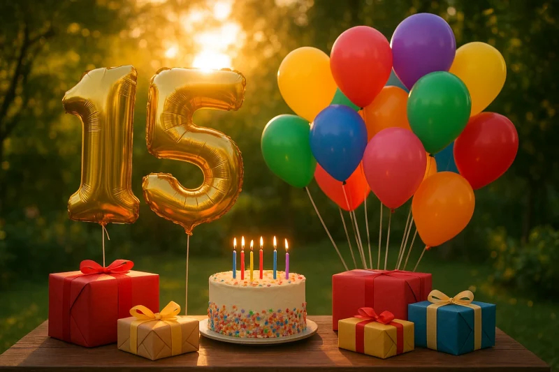 Привітання з днем народження на 15 років